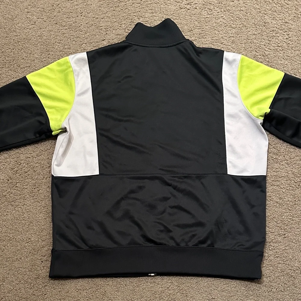 Nike Air Mens Full Zip Track Jacket Colorblock Black White Neon Yellow Size XL - Picture 2 of 10